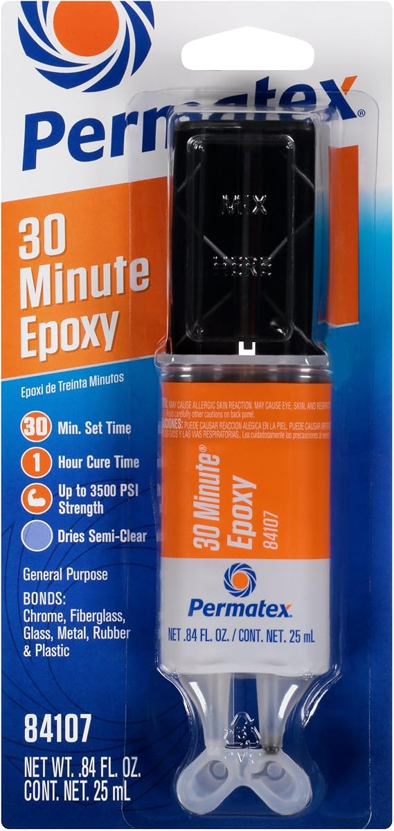 Permatex 84107 PermaPoxy 30 Minute High Strength General Purpose Epoxy, 0.84 oz., Clear