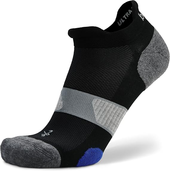 Balega Unisex Ultraglide Cushioning Performance No Show Athletic Running Socks (1 Pair), Black, X-Large