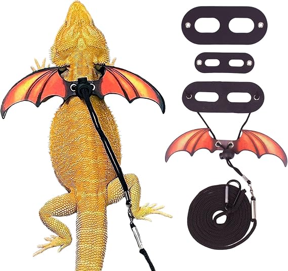 ADOGGYGO Bearded Dragon Lizard Leash Harness, 3 Size Pack, Orange