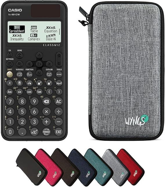 Casio fx-991CW including a WYNGS protective case in Light Gray - Basic Set