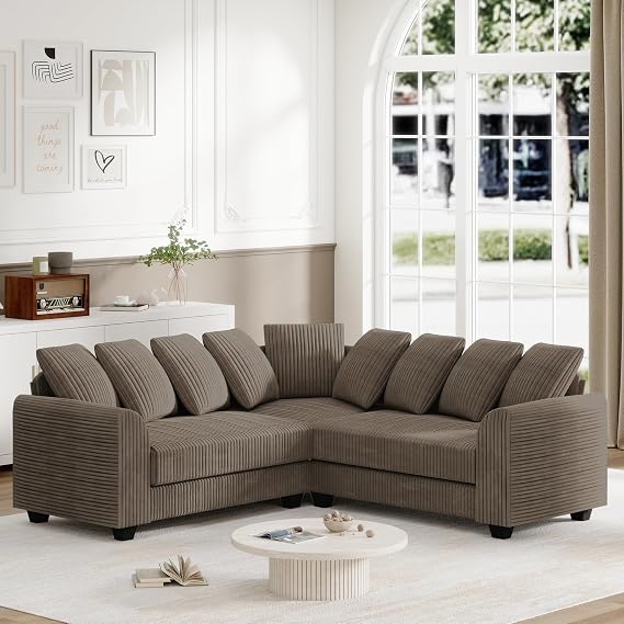 Modular Combination Sofa with Steering Cushion for Various Scenes such as the Living Room, L Corner Modular Sofa (Brown)
