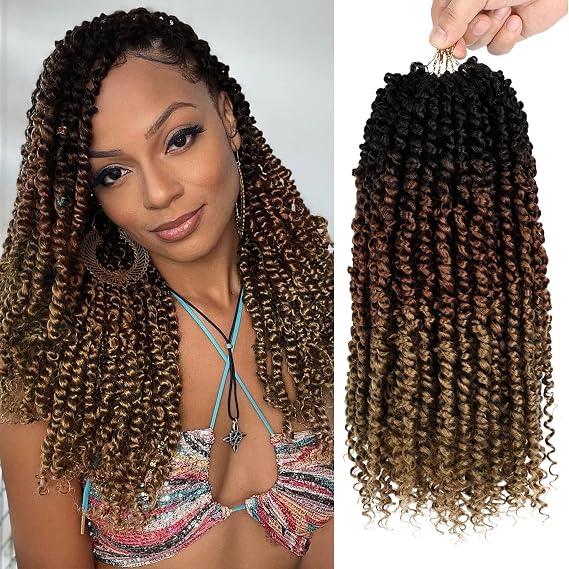 Pre-Twisted Passion Twist Crochet Hair 18 Inch for Black Women T1B/30/27