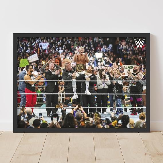 Themed WWE Print - Cody Rhodes Championship Win WrestleMania Poster Wrestling Wall Art (29.7cm x 42cm - A3)