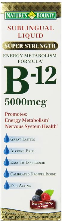 Nature's Bounty Super Strength B-12, 5000 mcg, 2 Fl Oz