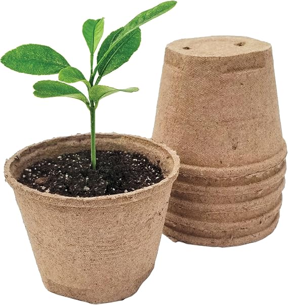 Jiffy Biodegradable Peat Pots for Seedlings, 5 Inch, 100 Pack