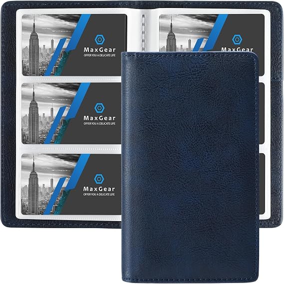 MaxGear Business Card Organizer Book, Holds 240 Cards, Blue