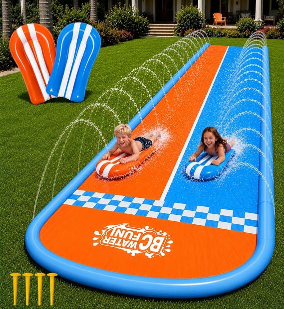 Water Slide with 2 Bodyboards - 22.5ft Water Slides for Kids Backyard, Premium Muti-Way Sprinkler System Slip and Slide for Kids, Summer Outdoor Play Equipment