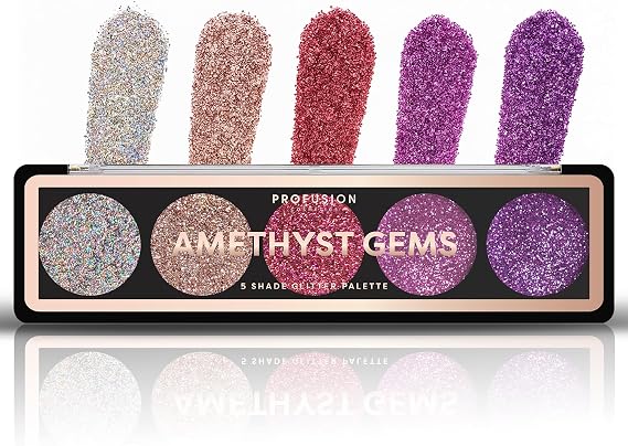 Profusion Cosmetics 5 Shade Glitter Eyeshadow Palette - High Pigmented