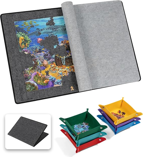 Becko US 1500 Piece Foldable Puzzle Board with 6 Sorting Trays & Cover