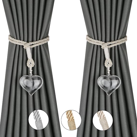 BEL AVENIR 2 Pack Crystal Curtain Tiebacks Curtain Ties Holdbacks Rope