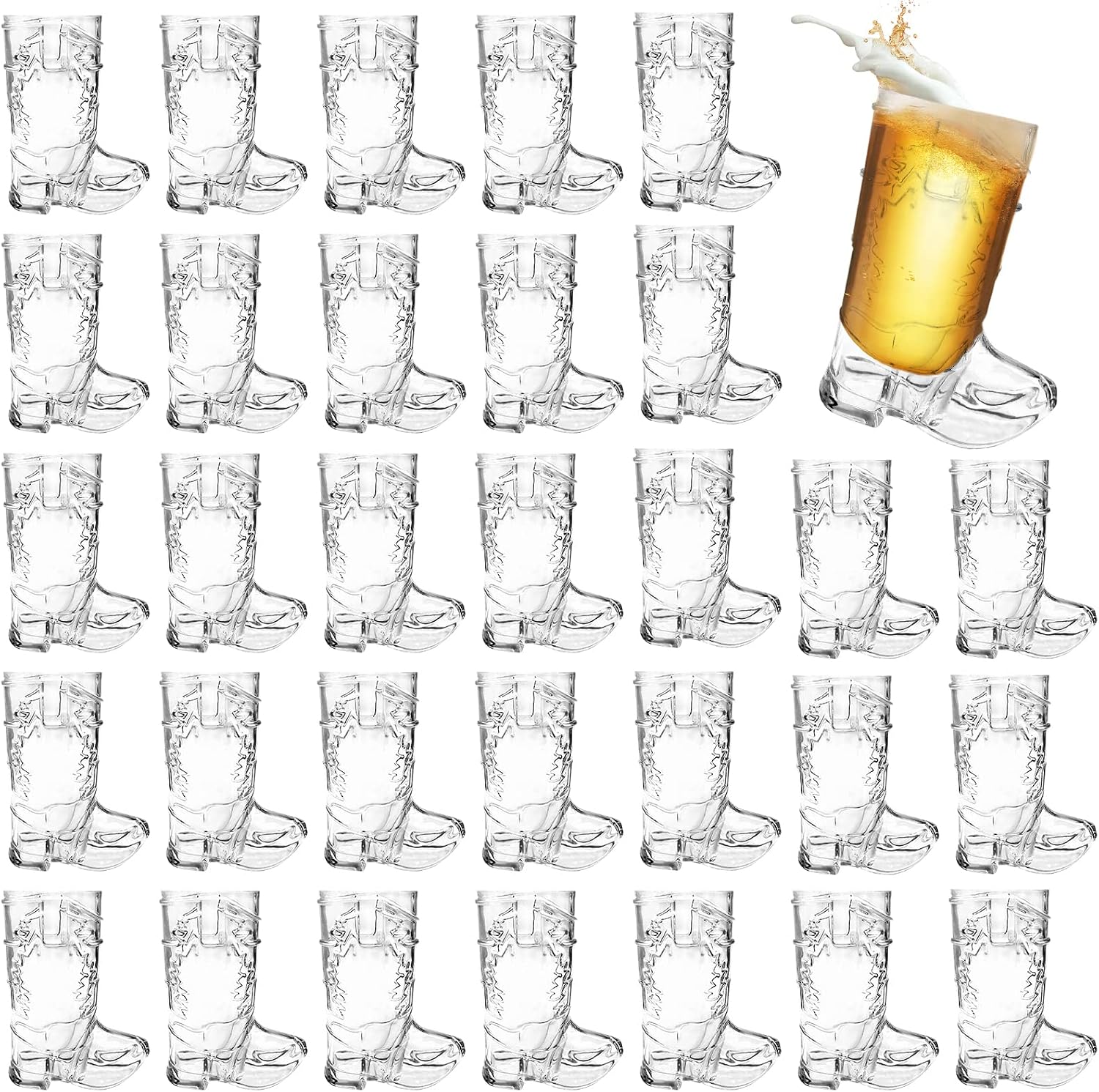 30 Pcs Mini Cowboy Boot Shot Glasses,1oz Plastic Western Cowboy Beer Mugs,Reusable Cowgirl Party Decorations Supplies for Birthday,Theme Party