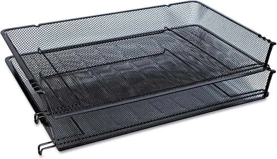 Universal One Mesh Stackable Side Load Tray, Legal, Black