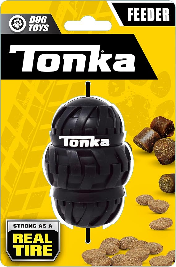 Tonka Tri-Stack Treat Feeder Dog Toy, Lightweight, Durable and Water Resistant, 3.5 Inches, for Medium/Large Breeds, Single Unit, Black