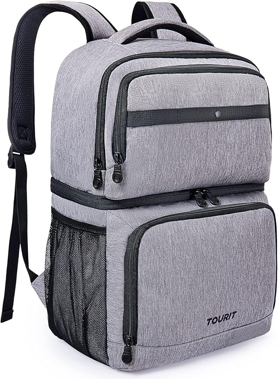 TOURIT Backpack Cooler with Double Decks, Insulated Cooling Bag for Lunch, Waterproof Lightweight for Men to Camping, Picnic, Hiking, Beach Park