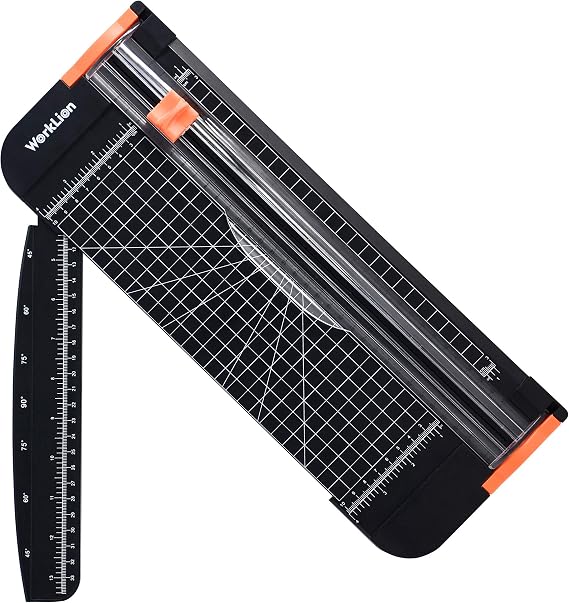 WORKLION Paper Cutter: Paper Trimmer Lightweight Mini Cutting Machine for A4 A5 Compatible Paper Photo Coupon Label Card Cutting with Ruler Black