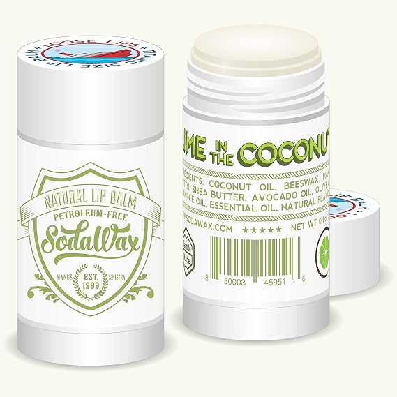 SodaWaxTM Natural Lip Balm (2-Pack) LIME IN THE COCONUT (1.2oz/34g)
