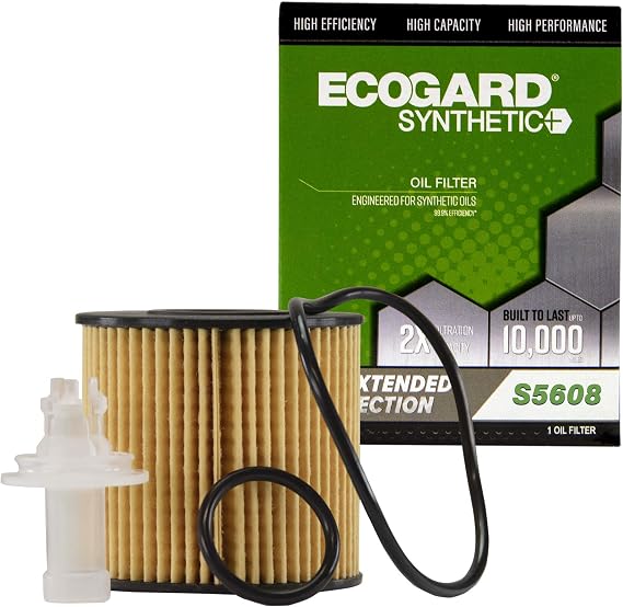 ECOGARD S5608 Premium Cartridge Engine Oil Filter for Synthetic Oil Fits Toyota Camry 2.5L 2010-2017, RAV4 2.5L 2009-2018, Highlander 3.5L 2008-2021, Sienna 3.5L 2007-2020, Tacoma 3.5L 2016-2021
