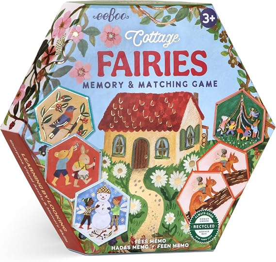 eeBoo: Memory & Matching Game - Cottage Fairies - 20 Hexagon-Shaped Matching Pairs, Nature Themed Concentration Tile Game, Kids Ages 3+, 1-4 Players