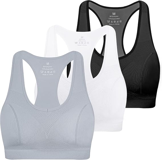 MIRITY Women's Seamless Racerback Sports Bras - High Impact Workout Gym Activewear Bra