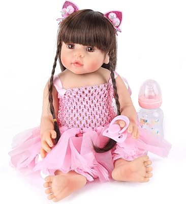 CHAREX Reborn Baby Dolls Silicone Full Body Handmade Realistic Lifelike ToddlerNewborn Dolls Girl, Waterproof Bath Dolls for Age 3,Christmas Reborn Gift Set, 18 Inch