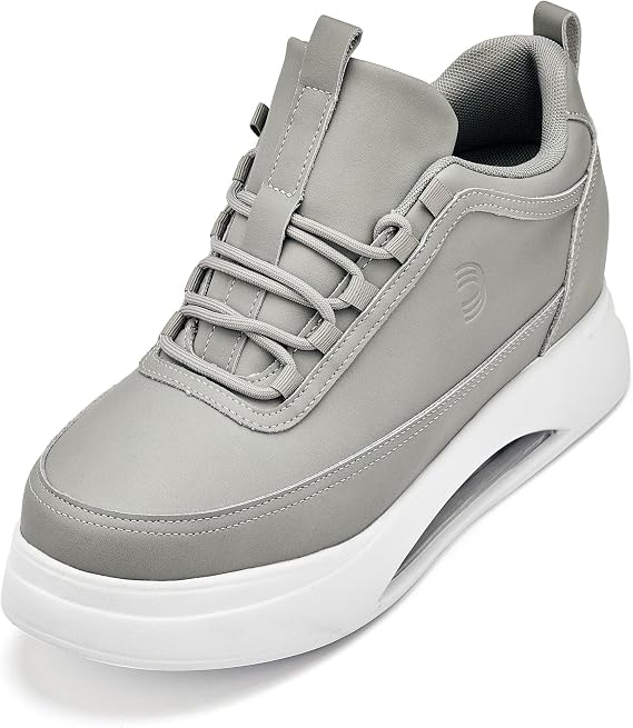 CALTO Men's Invisible Height Increasing Elevator Shoes - Dove Grey/White Sole Chunky Elevated Platform Sneakers - 3.2 Inches Taller - S4927 - Size 6 D(M) US