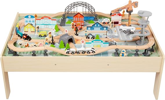 Amazon Basics Train Circuit Table, 120-Pack, Multicoloured, 120.5 x 85 x 41 cm
