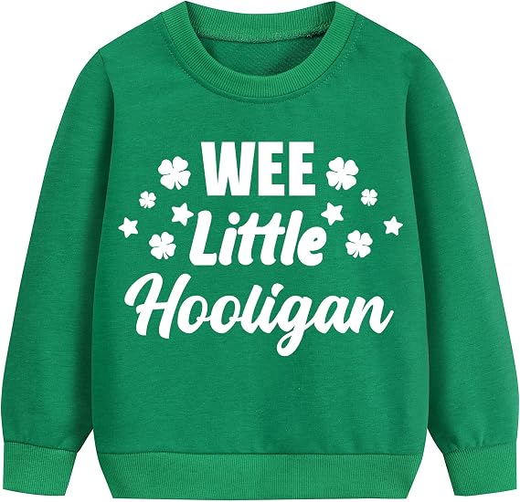 DDSOL Toddler Boys Girl St Patricks Day Sweatshirts Kids Irish Clover Shamrock Long Sleeve Green Shirt Tops Age 3-10 Years
