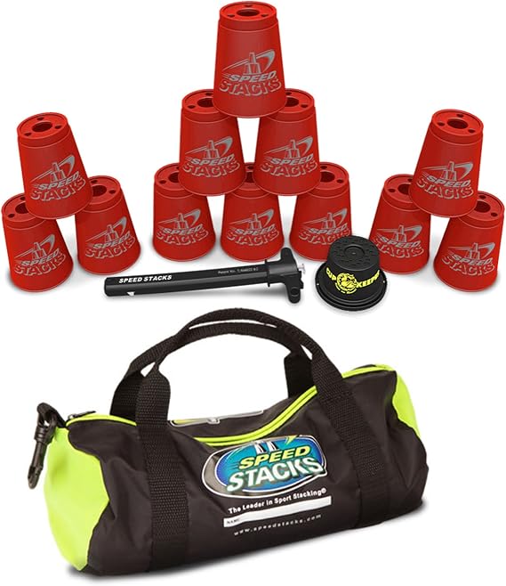 Speed Stacks Custom Combo Set: 12 REALLY RED Cups, Cup Keeper, Quick Release Stem, Gear Bag