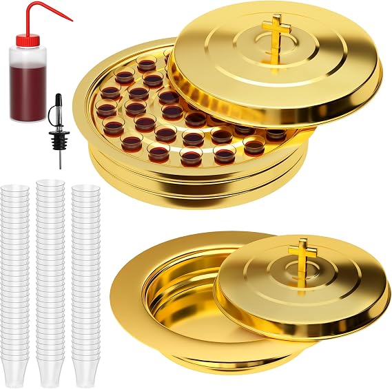 Gold Communion Set Holy Trays with Lids