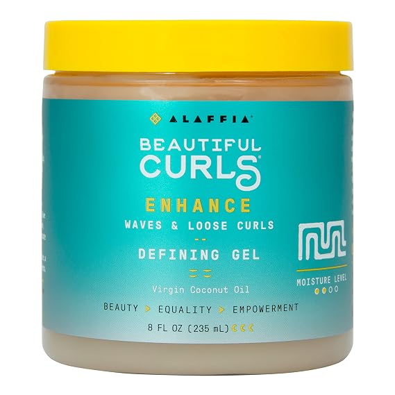 Alaffia Beautiful Curls Hair Gel for Wavy & Curly Hair, 8 Oz | Curl Defining Gel with Coconut Oil for Hydrating Waves, Loose Curls, Twists, Coils & Braids | No-Crunch Hold, Frizz Control