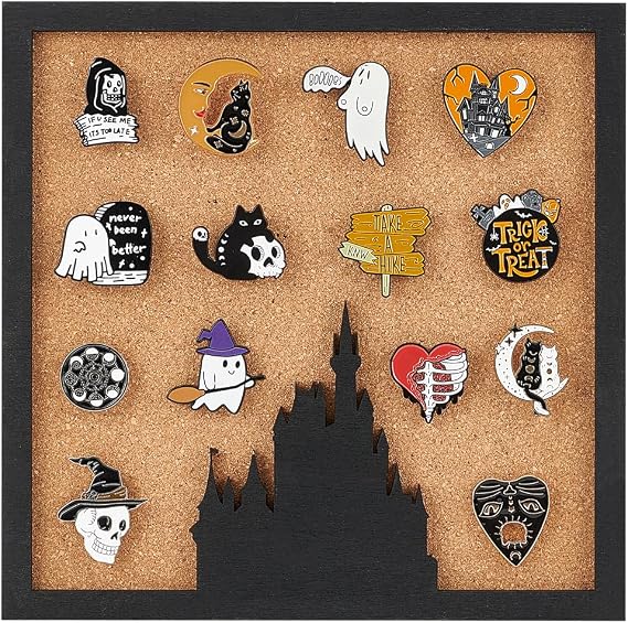 BENECREAT Square Pin Board Cork Board Wall Mounted Cork Board, 0.8inch Thick Bulletin Display Board for Brooch Pin Storage, Office Home and School Decor, 8x8inch