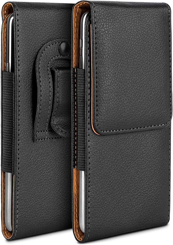 moex Plug Case Compatible with BlackBerry Q10 Case with Belt Clip, Mobile Phone Belt Case Made of Vegan Leather, Mobile Phone Case for Pockets, Foldable Protective Flip Case Black