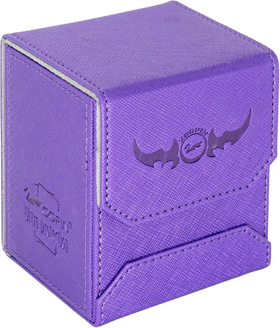 Leather Deck Box-Purple for Collectible Cards-MTG,Yugioh,Pokeman,TES Legacy,Munchkins CCG Decks and Also Small Tokens or Dice- Hold 80 Sleeved Cards or 150 Naked Cards .......