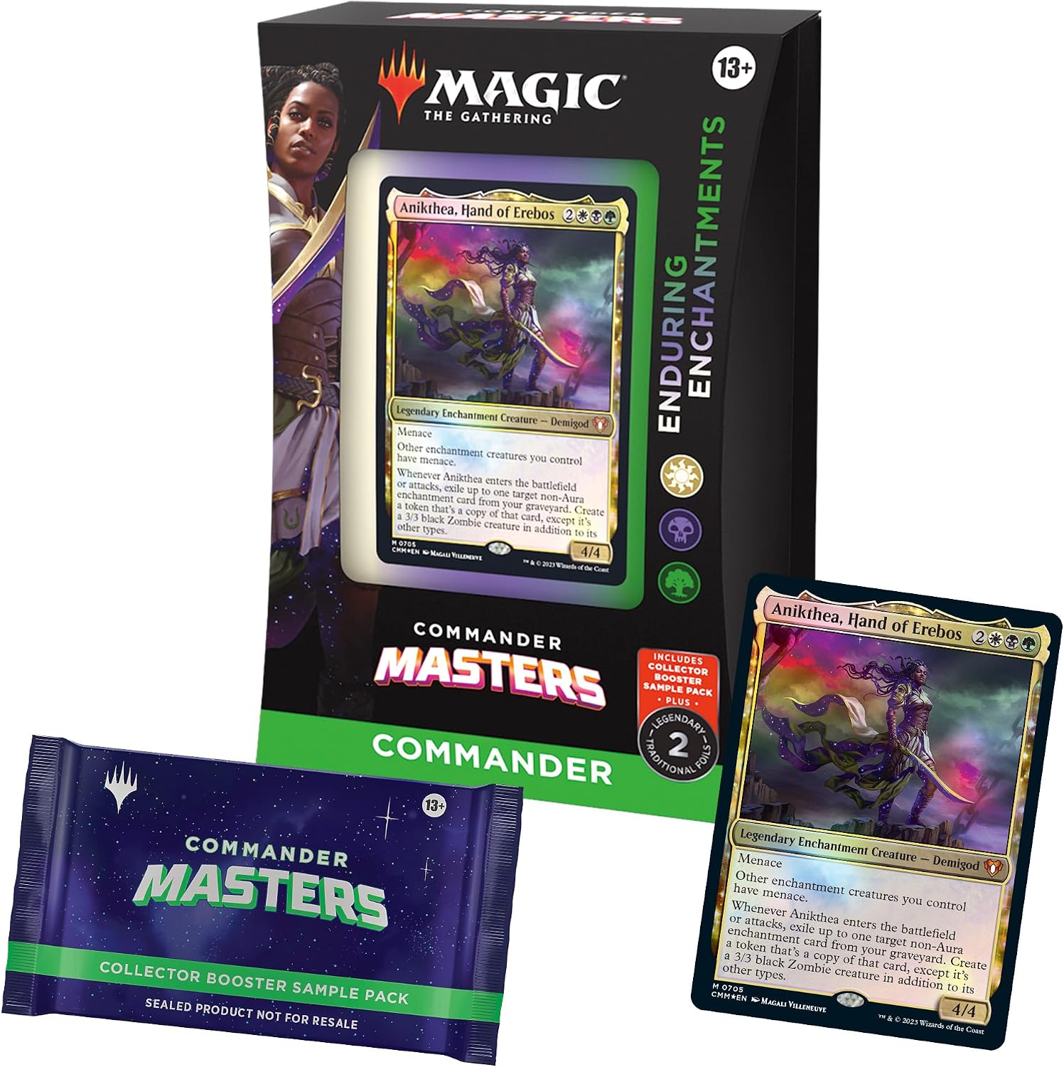 Magic: The Gathering Commander Masters Commander Deck - Enduring Enchantments (100-Card Deck, 2-Card Collector Booster Sample Pack & Accessories)