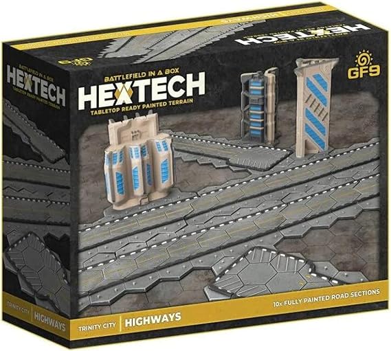 Gale Force Nine Hextech Trinity City: Highways - 10 Painted Road Tiles