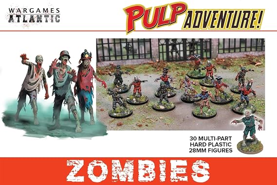 Wargames Atlantic, Pulp Adventure, Zombies, 28mm Hard Plastic Figures Age 14+