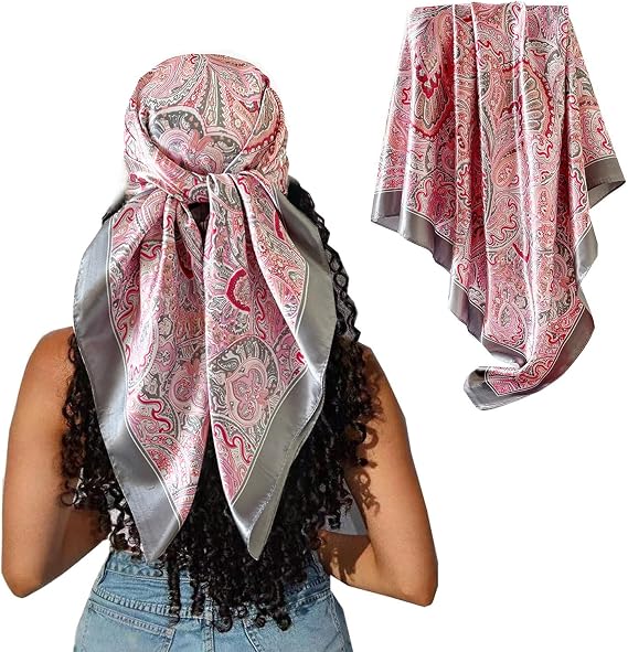 Hexchasty 35Head Scarf Satin Silk Like Hair Scarf Head Bandana for Women