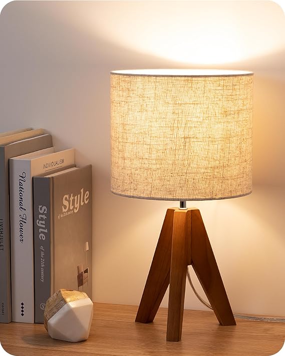 EDISHINE Tripod Table Lamp, Small Cute Bedside Lamp, 14.2 Inch, E26 Base