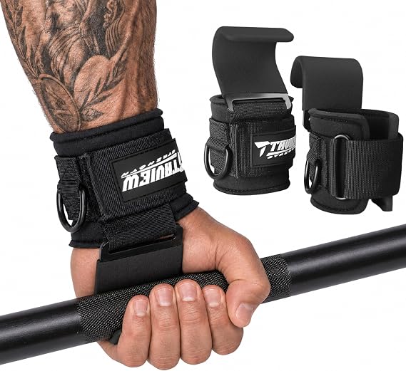 Weight Lifting Hooks with D-Ring, Gym Hooks for Cable & Deadlifts