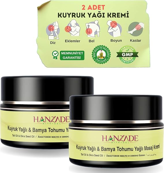 Hanzade Bitkisel Kuyruk Yağlı & Bamya Tohumu Yağlı Ağrı Masaj Kremi Kas Eklem 100 ml x 2 Adet