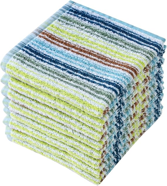 Oeleky Kitchen Dishcloths for Washing Dishes, Ultra Absorbent Dish Rags, Cotton Cleaning Cloths Pack of 8, 12x12 Inches (mix-1, 12x12 inch) | Good absorption, for cleaning drying wiping, dish cloths ,quick dry, 100% cotton,12x12 inches, pack 8, small dish towels