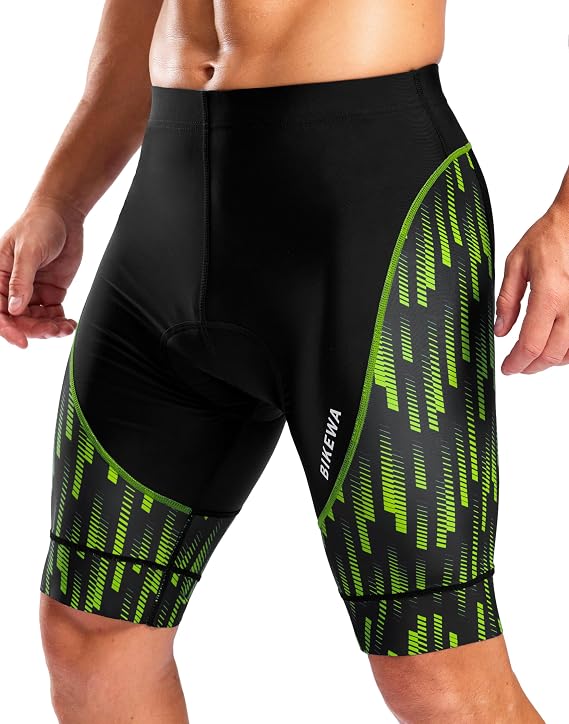 Bikewa Men's Cycling Shorts with Silicone Leg Grippers Padded Bike Bicycle Biking Shorts for Men No Pockets