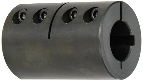 CC-100-100-KW Black Oxide Plated Mild Steel Clamping Coupling, 1" x 1" Bore, 2" Outside Diameter, 3" Length, 1/4"-28 x 5/8" Set Screw