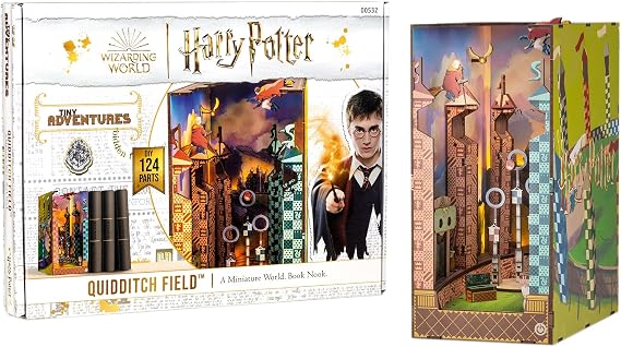 Revell Model Kit Tiny Adventures I Quidditch Field Harry Potter I 3D Miniature House I Book Nook Wooden Bookend I Birth Gift for Fans I Book End Harry Potter