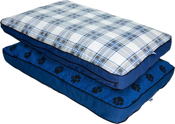 MyPillow Reversable Design Reversable Design Dog Bed with Removable Zipper Cover, Washable Pet Bed for Large Dogs, Joint Support, Durable & Cozy (Small, Blue)