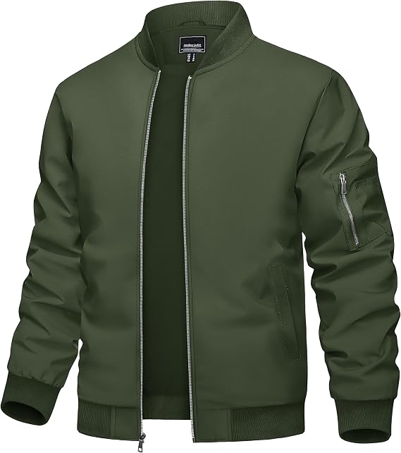 TACVASEN Men's Bomber Jacket Lightweight Casual Spring Fall Windbreaker Zip Up Coat with Pocket