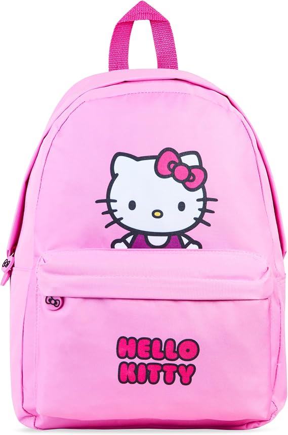 Hello Kitty Girls Backpack with Zipped Front Pocket, Adjustable Strap For School