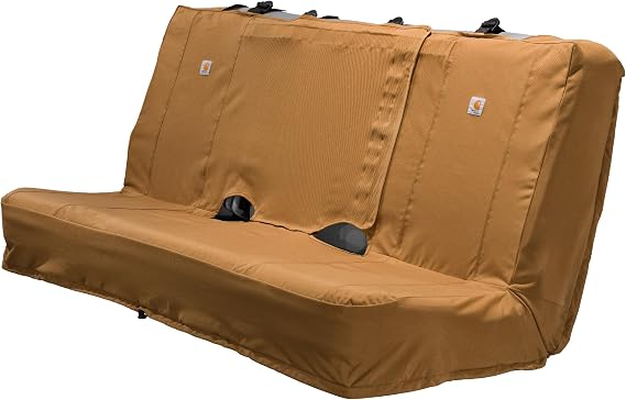 Carhartt Universal Nylon Duck Canvas Automotive Bench Seat Covers, Durable Fitted Full-Size Bench Seat Protection with Rain Defender, Carhartt Brown