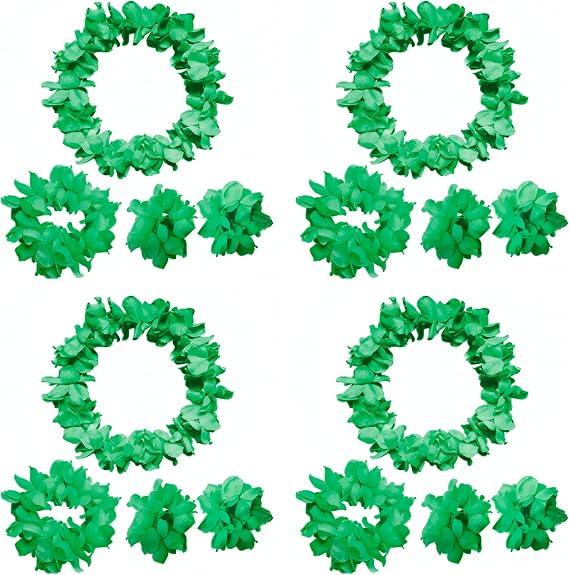 CISMARK Hawaiian Luau flower Leis Jumbo necklace bracelets headband set