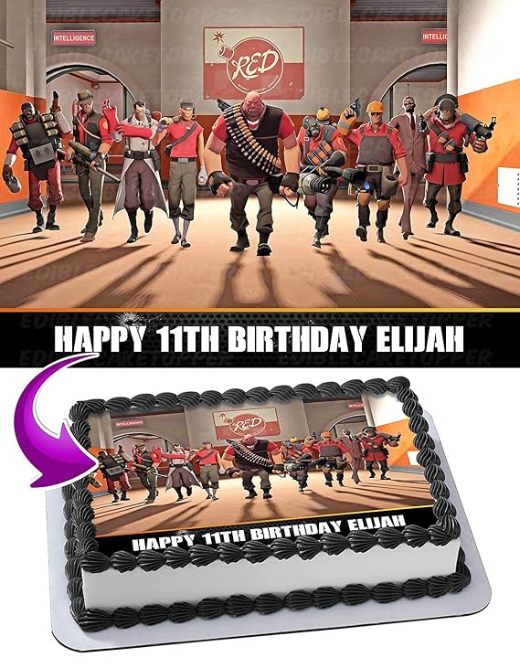 Cakecery Team Fortress 2 Edible Cake Image Topper Personalized Birthday Cake Banner 1/4 Sheet
